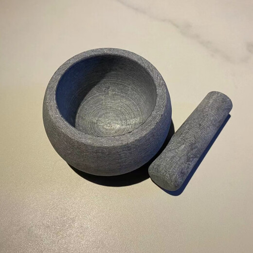 Chinuo household stone mortar garlic mortar medicine mortar natural bluestone garlic masher garlic press garlic jar food supplement grinding stone frosted 03 small size 10 points 5*10 points 5*6