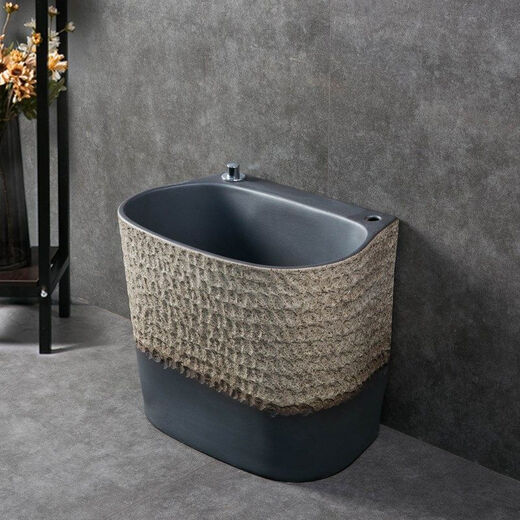 CLCEY balcony outdoor mop pool integrated raised mop pool home bathroom courtyard rectangular ceramic sink basin A type mop pool (send water)