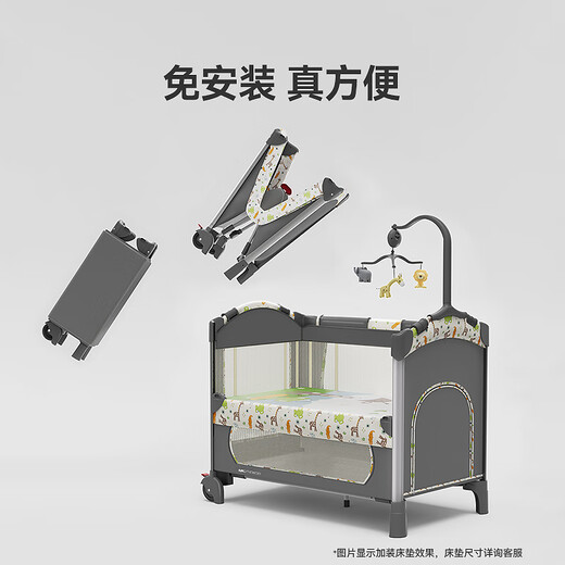 ABCMOKOO Pani crib folding baby bed movable newborn multi-functional splicing large bed-Jilafalu PRO model