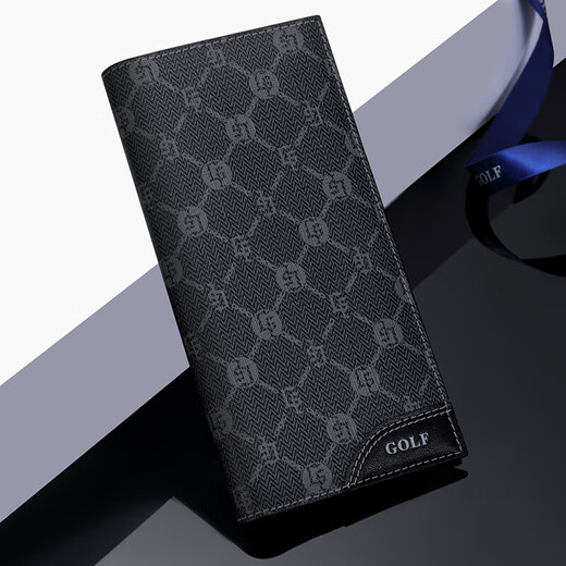 Golf GOLF men's wallet multi-card slot long wallet men's retro print 11 card slot card holder casual large-capacity wallet horizontal ticket holder business wallet 5V768385J black