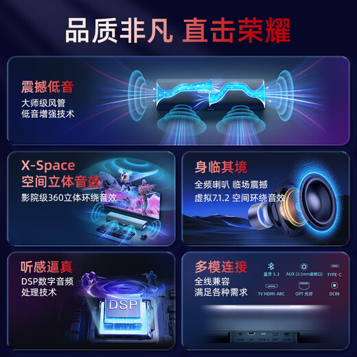 OXS Aoxi Audio Thunder lite S2 e-sports speaker virtual 7.1.2 computer desktop PS5 game long strip desktop stereo surround Black Myth Wukong