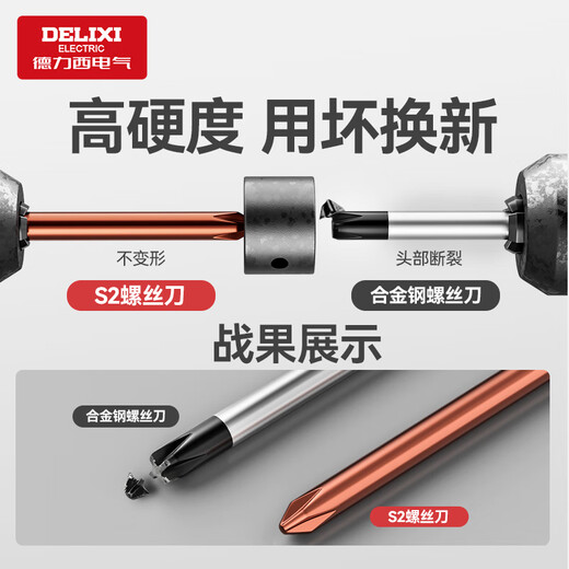 DELIXI ELECTRIC S2 screwdriver set Cross-shaped strong magnetic screwdriver cone S2 screwdriver 6 series six-piece set