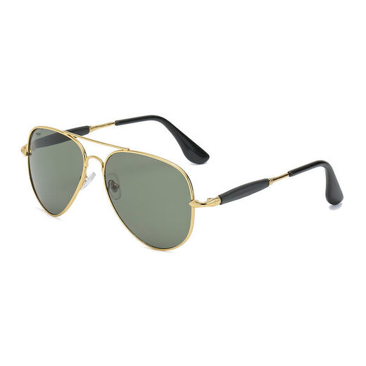 Qustar New Product Pilot Sunglasses HD Tempered Glass Sunglasses for Men and Women Trendy Sunglasses for Men Driving Pilot Sunglasses Gold Frame Black Gray HD Glass Mirror Bag Set