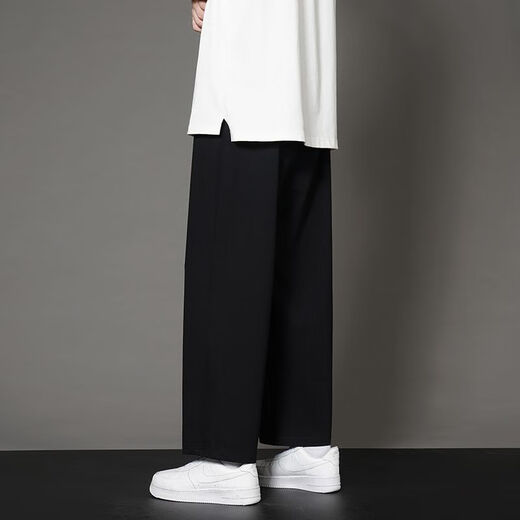 Foss Phil straight pants men's autumn and winter versatile sports loose drape casual pants men's 9066 black L