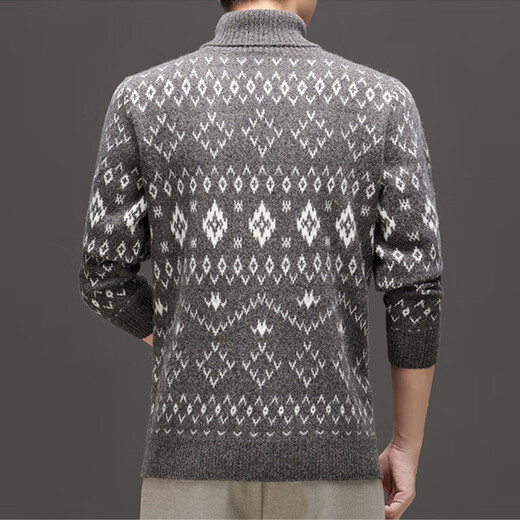DVW thickened pure wool sweater for men in winter warm ethnic style turn-down turtleneck sweater luxury high-end brand base shirt black gray 100% pure wool S 165 reference weight 105-120Jin Jin is equal to 0.5 kg