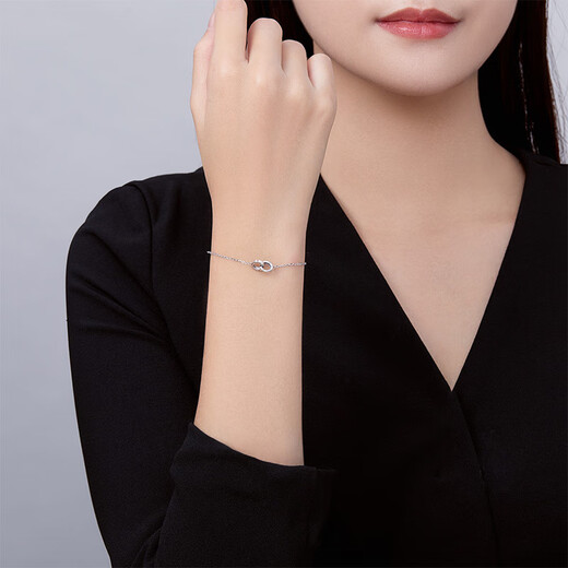 Saturday Fu PT950 platinum bracelet women's double ring bracelet B078408 about 1.99g 16+3cm birthday gift