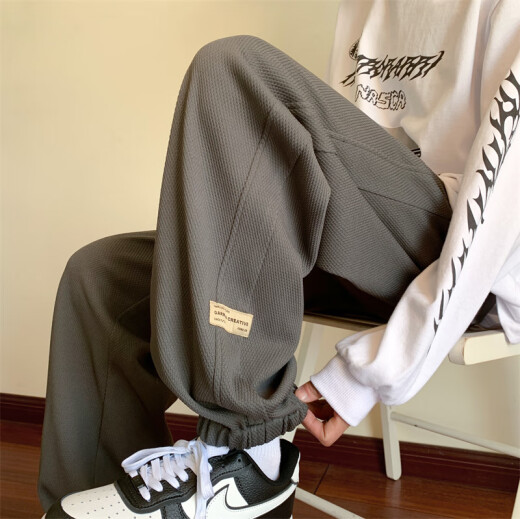 
You Ruike Fat 240 Large Size Spring and Summer Casual Cropped Pants Men Plus Large Size Loose Wide Legs Ties Fat 200 Jin [Jin equals 0.5 kg] K1049 Black 5XL 210-240 Jin [Jin equals 0.5 kg]