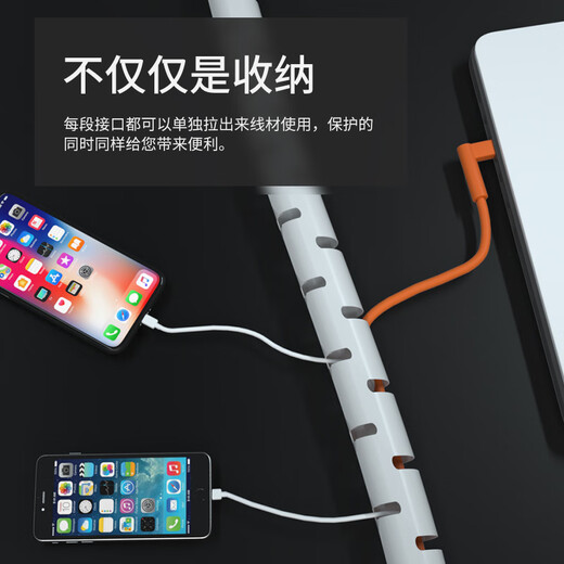 HAILE包线管束线管1.6米直径22mm线缆收纳管 绕线器保护套电脑汽车电源理线器 白色LX-22-1.6