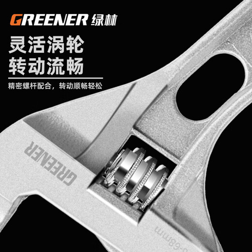 GREENER adjustable wrench bathroom wrench household universal live mouth large open wrench short handle water pipe wrench multi-function wrench