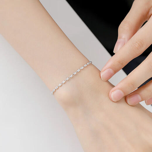 TTMIX platinum pt950 bracelet for women, light luxury platinum double layer sparkling diamond chain bracelet for wife, double layer 5.5-5.7g 17+2cm