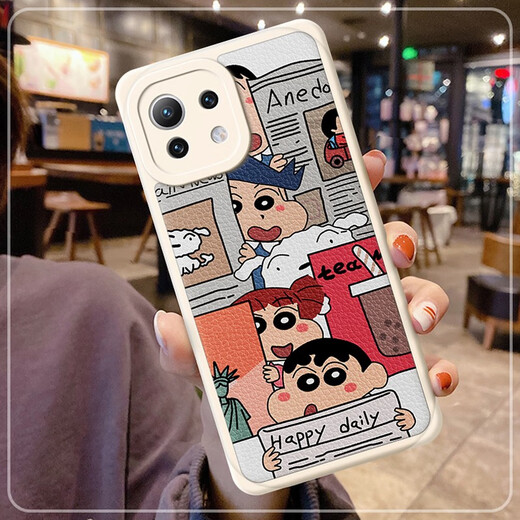 Cartoonist suitable for Xiaomi 17promax mobile phone case 5G silicone lambskin Xiaomi 17Pro lens all-inclusive anti-fall protective cover mi17 men and women new internet celebrity cartoon Xiaoxin leather case Xiaomi 17Pro antique white-Xiaoxin lens all-inclusive