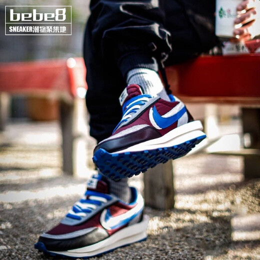 Nike (Nike) [Strictly Selectly Selectly Good Products] Nike Sacai X Nike Ldv Waffle Zapatos de tres partes de tres partes Sports Running Zapatos de gris negro y azul DJ4877-600 40.5