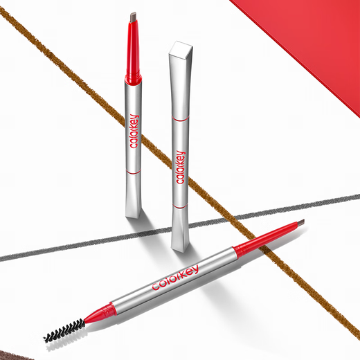 Color Key Colachi Small Silver Chopsticks Eyebrow Pen for Women Waterproof, Long-lasting, Not Easy to Take Off Makeup, Give Your Girlfriend a Christmas Gift Earth Brown