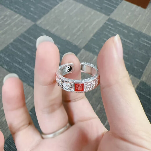 BXE rain gradually purple slightly taboo Tianshifu Dharma ring original chiseled retro ethnic style open ring men's gift sterling silver ring opening adjustable