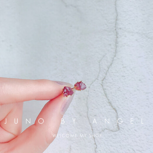 Baozha original design tourmaline earrings for women natural raw ore amethyst earrings creative simple garnet earrings garnet raw ore
