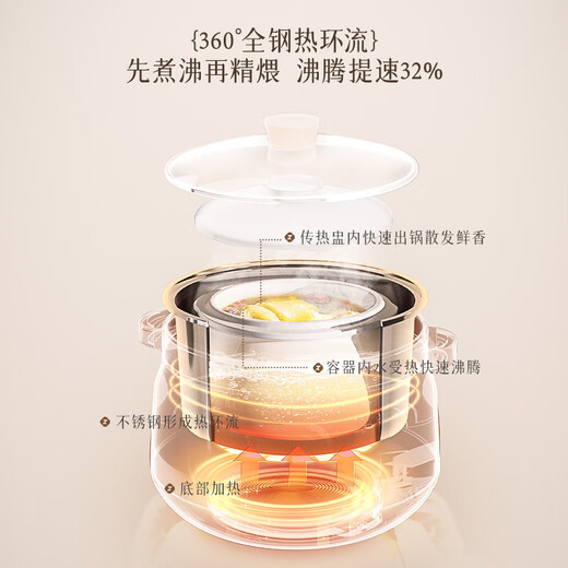 TOZE Electric Stew Pot Waterproof Porridge Soup Bird's Nest BB Porridge Soup Pot Stew Pot Stew Cup Stainless Steel Inner Pot Steaming and Stewing Type 2.2L Stainless Steel Inner Pot丨Steaming on top and stewing on the bottom丨Four pots in one pot