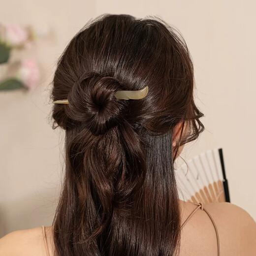 Love for Two Worlds Short New Chinese Style Sheep's Horn Hairpin Women's Hairpin Ancient Style Hairpin Hanfu Cheongsam Hair Accessory Simple Modern Style Hairpin