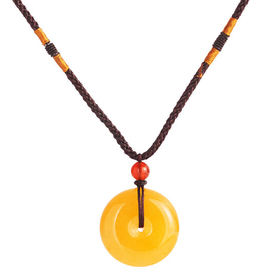 Silver Qianhui Gold Silk Jade Peace Buckle Necklace Women's Pendant Year of the Year Transfer Light Luxurious Valentine's Day Birthday Gift for Girlfriend Huanglong Jade Peace Buckle Necklace + Seven Warehouse Delivery/Next Day Delivery Rose Gift Box/With Jewelry Certificate/Valentine's Day Girl Gift