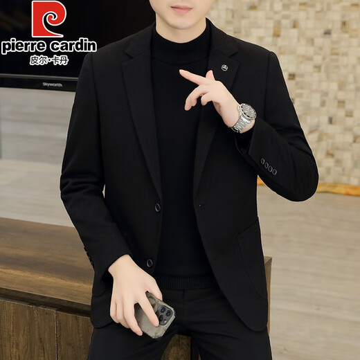 Pierre Cardin high-end casual woolen suit jacket men's autumn and winter new business slim single suit men's woolen suit Khaki XL /180