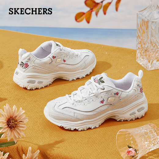 Skechers Damenschuhe Daddy Schuhe dicker Sohle erhöhte Pandaschuhe bestickte Mode -Freizeitschuhe 11977 Schneewittchen 35