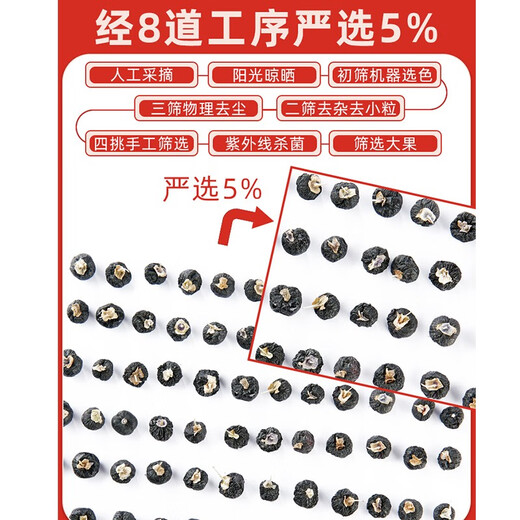 Qishuo Black wolfberry Qinghai big fruit gourd Gou Qi hand-selected quality canned holiday gifts Selected large fruit black wolfberry (250g*2 cans)