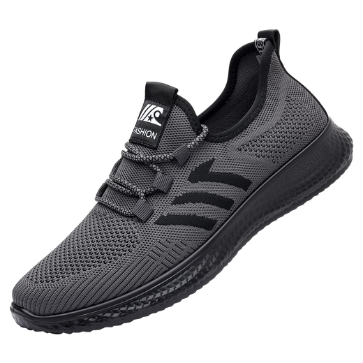 老人头网鞋男透气飞织网面鞋2025春夏新款户外旅游鞋软面厚底爸爸鞋防滑 15619灰色 43