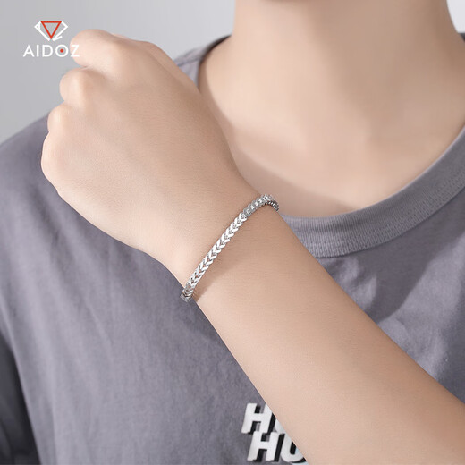 Aido Diamond Platinum Bracelet Men's Boutique PT950 Platinum Keel Bracelet Wide Face Thick Fashionable Boss Bracelet Weight 31.16g Length 19cm Width 4mm