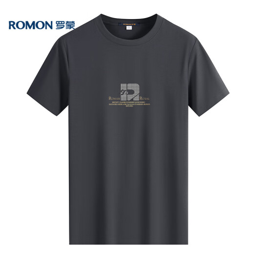 罗蒙（ROMON）短袖t恤男夏季休闲短袖男士冰丝感打底衫体恤男LM688 灰色 2XL