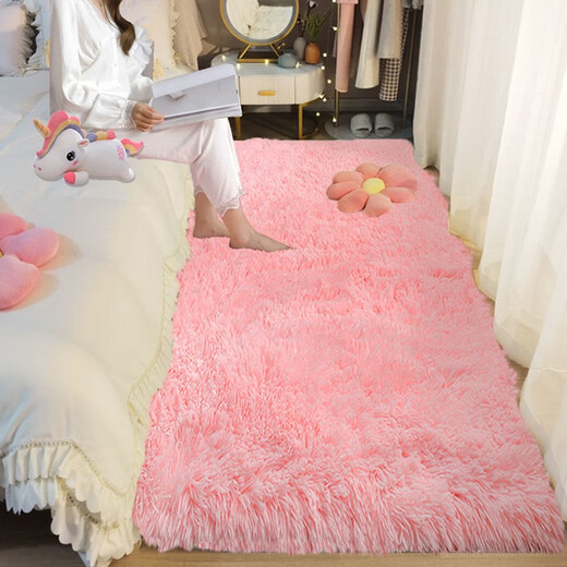 Qingqing Libin thickened carpet for bedroom girl stain-resistant bedside living room tatami room large area full carpet water gray 50X200 cm