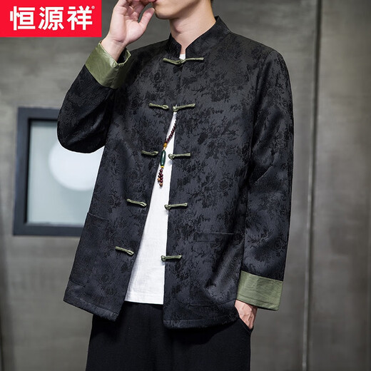 Hengyuanxiang nuevo Tang Chino Tang Tang Men's Chinese Chino China e Invierno Chaqueta de manga larga Hebilla retro Hanfu Floja de gran tamaño para hombres Y757 Color de albaricoque 2xl recomendado 150-165Jin [Jin equivale a 0.5 kg]