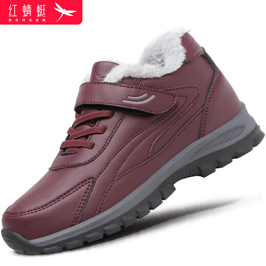 Red Dragonfly Red Dragonfly winter plus velvet warm old people's shoes thick wool large cotton boots middle-aged and elderly women's cotton shoes C0TTN01081