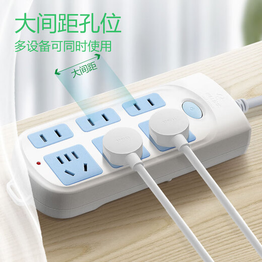 Bull socket plug-in board Taurus plug-in panel multi-hole 6-position six-jack plug-in board with line household plug-in panel wiring drag line board double-ended plug-in board multi-function 6 plugs 1 meter 609