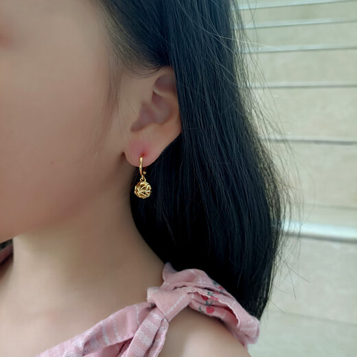DL 1998 Fat Donglai same style 18K gold earrings transfer beads wedding gift new 24k gold-covered earrings 18k gold color ears gold 1 pair