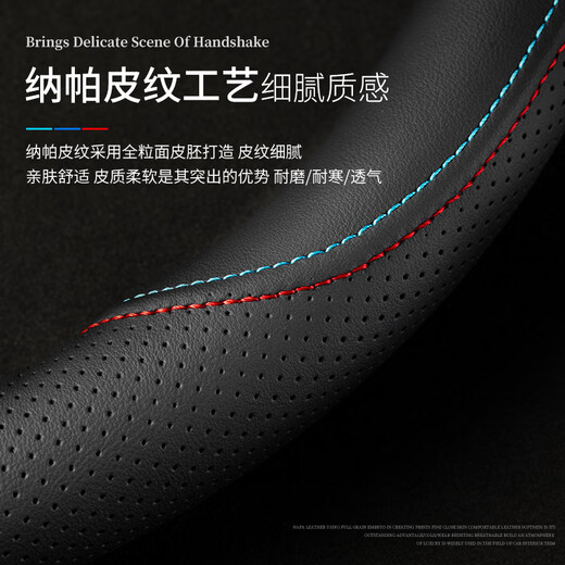 LIESEN Audi steering wheel cover with nappa leather texture, ultra-thin sweat-absorbent A4L A6L A3 A5 A7 Q3 Q5L Q7 handlebar cover D-type disc (selected nappa leather texture)