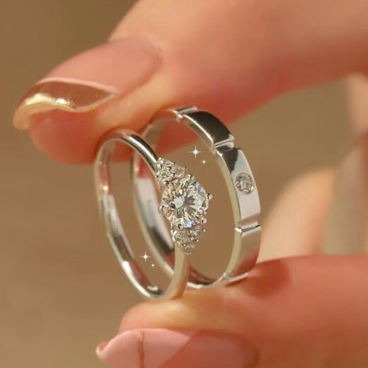 MZMZ platinum couple ring pt950 platinum knot engagement moissanite diamond ring Valentine's Day birthday gift for girlfriend and wife when/next day delivery - light luxury - Sansheng stone living mouth pair ring