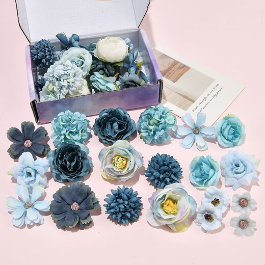 星恒梦仿真花绢花花朵痛包装饰假花材料手工diy头饰花环婚庆胸花材料包 仿真花绢花粉色一套20朵