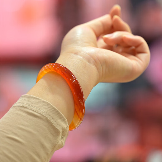Eternal symbol luxury high-end orange-red primary color agate bracelet for women ice species koi honey chalcedony jade bracelet orange-red primary color agate bracelet 54mm