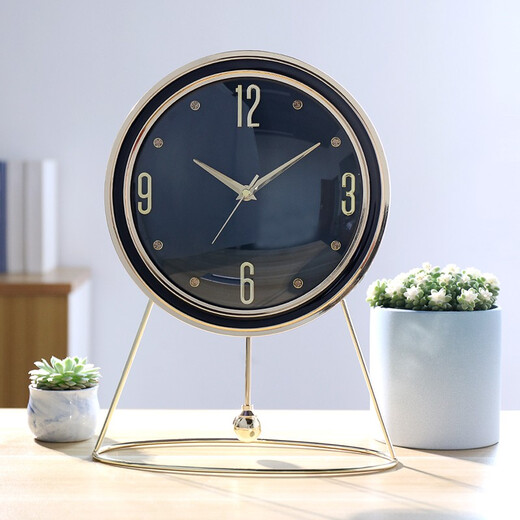 Hense Creative Desk Clock Modern Light Luxury Desktop Clock Living Room Desktop Clock Decoration Ornament Quartz Clock HD58 Blue