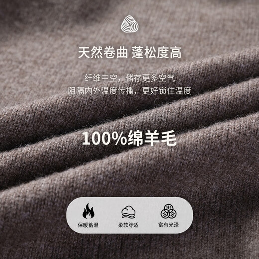 SHANSHAN Shanshan Thickened Men's Wool Sweater Knitted Cardigan Men's 100% Pure Wool Autumn and Winter Business Casual Jacket Camel XL (180/96A)