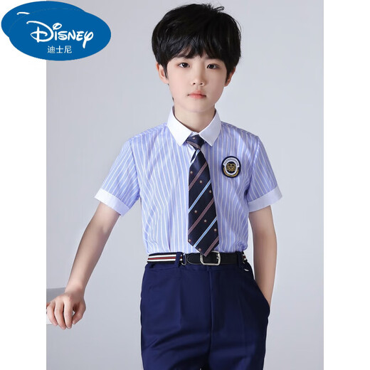 G.duck boys short-sleeved white shirt summer thin children's performance host chorus white shirt primary school uniform dress white cotton short-sleeved + black tie 110 recommended height 100-110cm (3-4 years old)