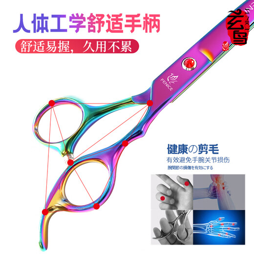 Xuanniao Pet Scissors Home Dog Barber Curved Scissors Trimming Shears Pet Grooming Scissors Tool Set Recommended Purple 4-piece Set