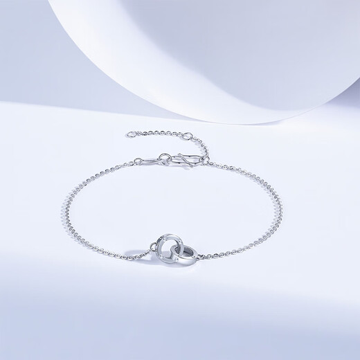 Saturday Fu PT950 platinum bracelet women's double ring bracelet B078408 about 1.99g 16+3cm birthday gift