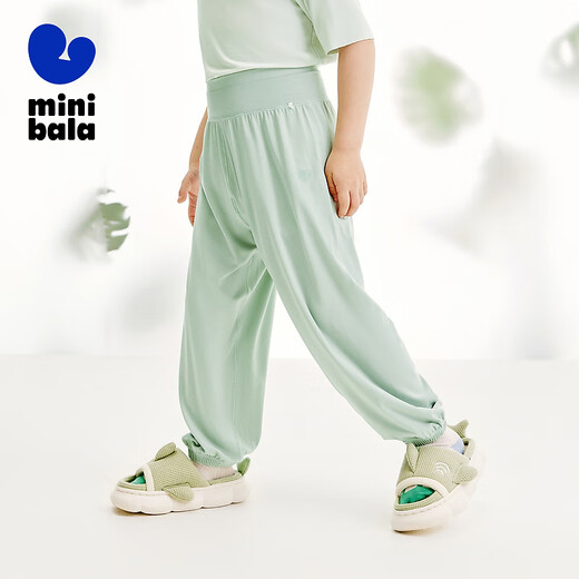 Mini Bala mini parent-child plant core Tencel base home anti-mosquito pants for boys and girls bean paste green 40001 100 cm