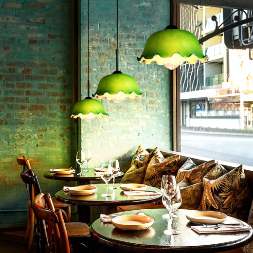 
XMSJc American retro nostalgic old Shanghai lamp bar restaurant cafe creative personality glass single head small chandeliers D1098 green