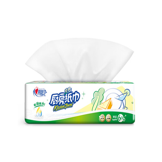 Xinxiangyin toalla de papel de cocina papel especial absorbente de aceite papel de cocina papel de limpieza extraíble espesado de calidad alimentaria que absorbe agua y aceite 60 bombas * 1 paquete