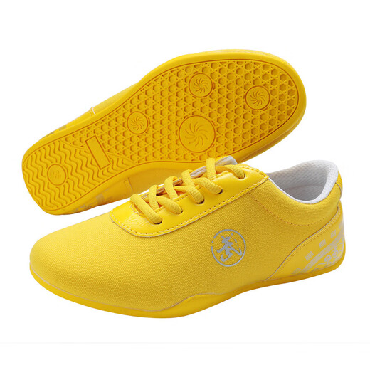 Chen Ying Tai Chi shoes tendon bottom women's summer breathable canvas shoes performance martial arts training shoes Tai Chi practice shoes men's sports shoes black face yellow bottom size 41