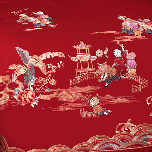 NOAHER Home Textiles Four-piece wedding bedding set 100-count long-staple cotton heavily embroidered wedding multi-piece set Newlyweds festive bedding pure cotton set Sheet style four-piece set 2.0m (6.6 feet) bed (220 240 quilt sets) NOAHER Home Textiles Four-piece wedding bedding set 100-count long-staple cotton heavily embroidered wedding multi-piece set Newlyweds festive bedding pure cotton set Sheet style four-piece set 2.0m (6.6 feet) bed (220 240 quilt sets)