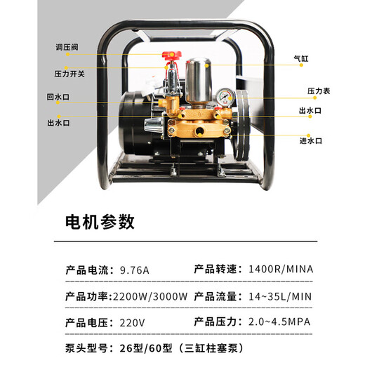 220V voltaic pesticide machine electric high voltage agricultural new style greenhouse high power orchard pesticide pump spray artifact 3000 watt 60 pump bare metal + 300 meters pipe