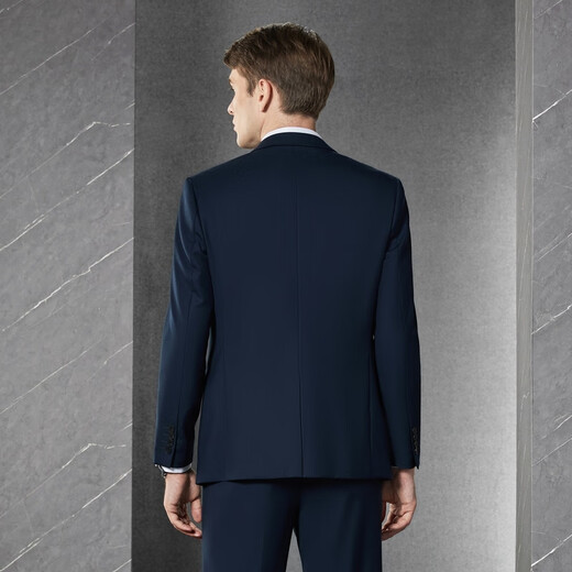 SEVEN easy-to-wear suit men's spring and summer business dark blue suit two-piece set with wool 1JC704 dark blue 46 A