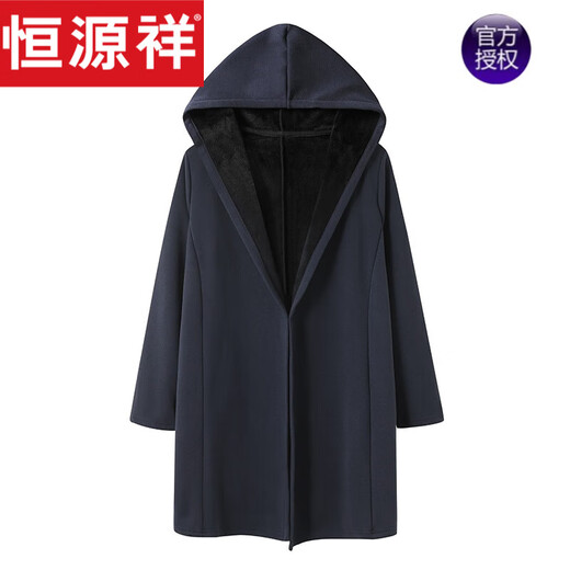 Hengyuanxiang Chinese style ancient costume hooded cloak cloak spring autumn winter loose cardigan jacket men's velvet thickened mid-length style black L 130-150Jin Jin equals 0.5 kg
